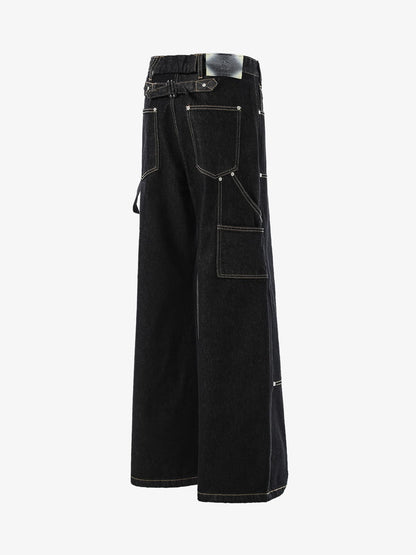 High-Waisted Wide-Leg Cargo Pants with Unique Pocket Design 
