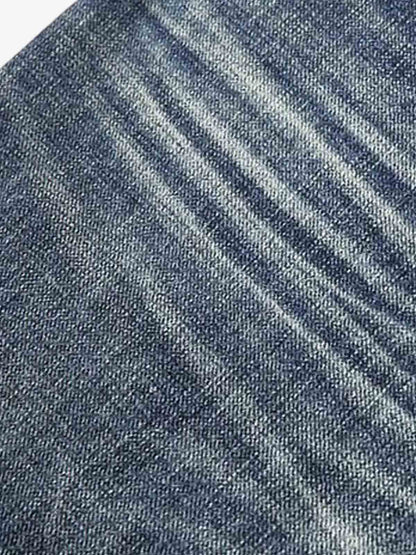 Denim Wide Leg Jeans with Tiger Print Patchwork and Ripped Details?