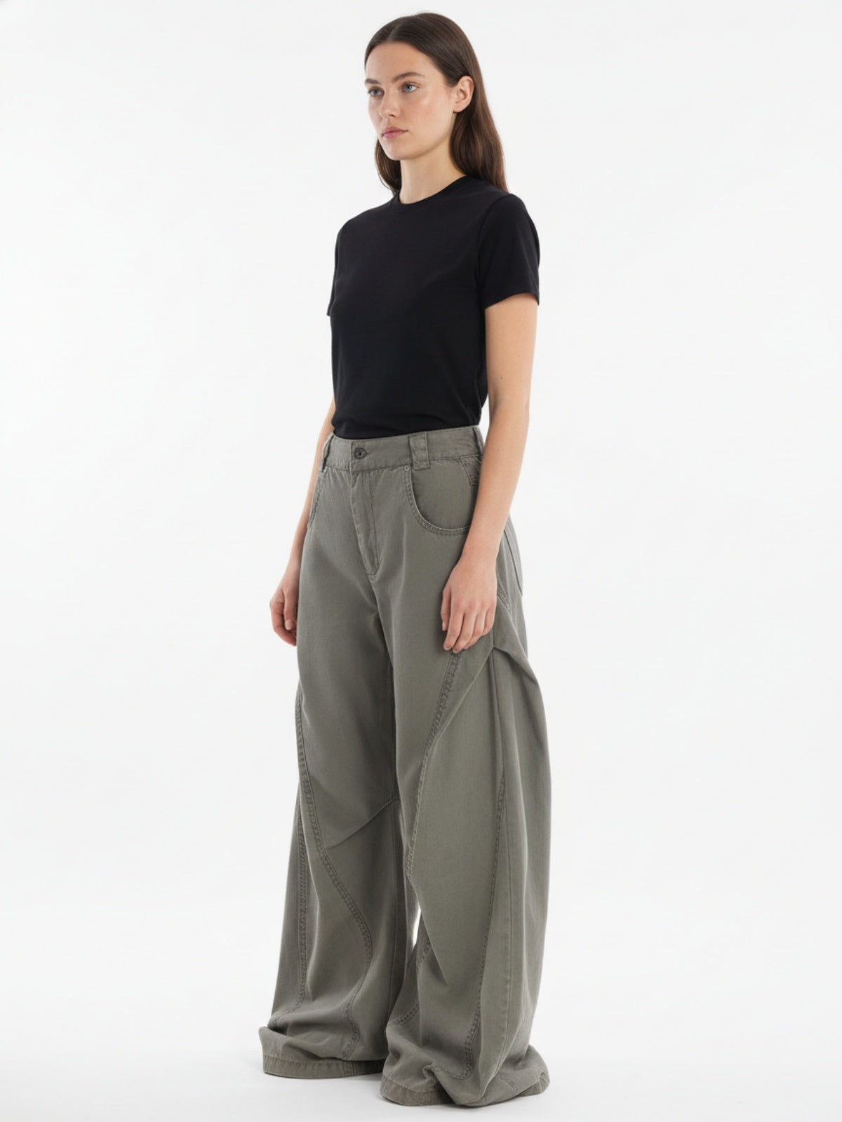 Vintage Distressed Pleated Barrel Pants