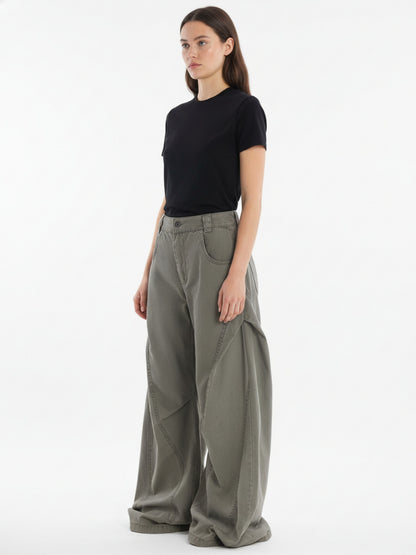 Vintage Distressed Pleated Barrel Pants