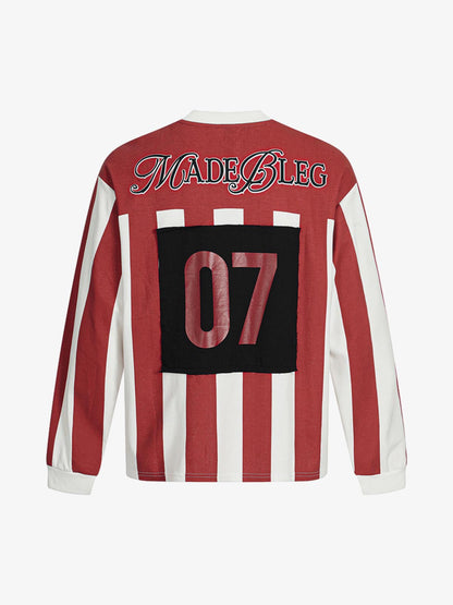 Striped Long Sleeve Jersey with Bold Number Design for Sports Enthusiasts 