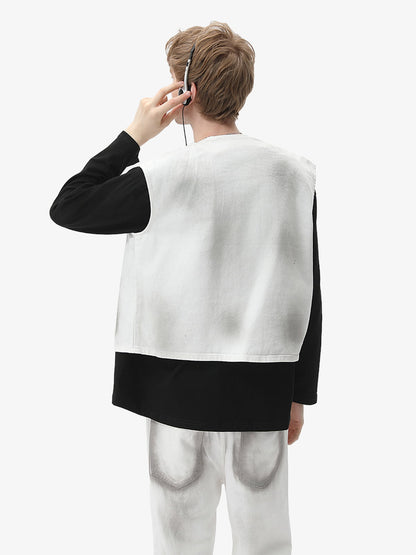 Stylish Gray Vest with Reflective Details 