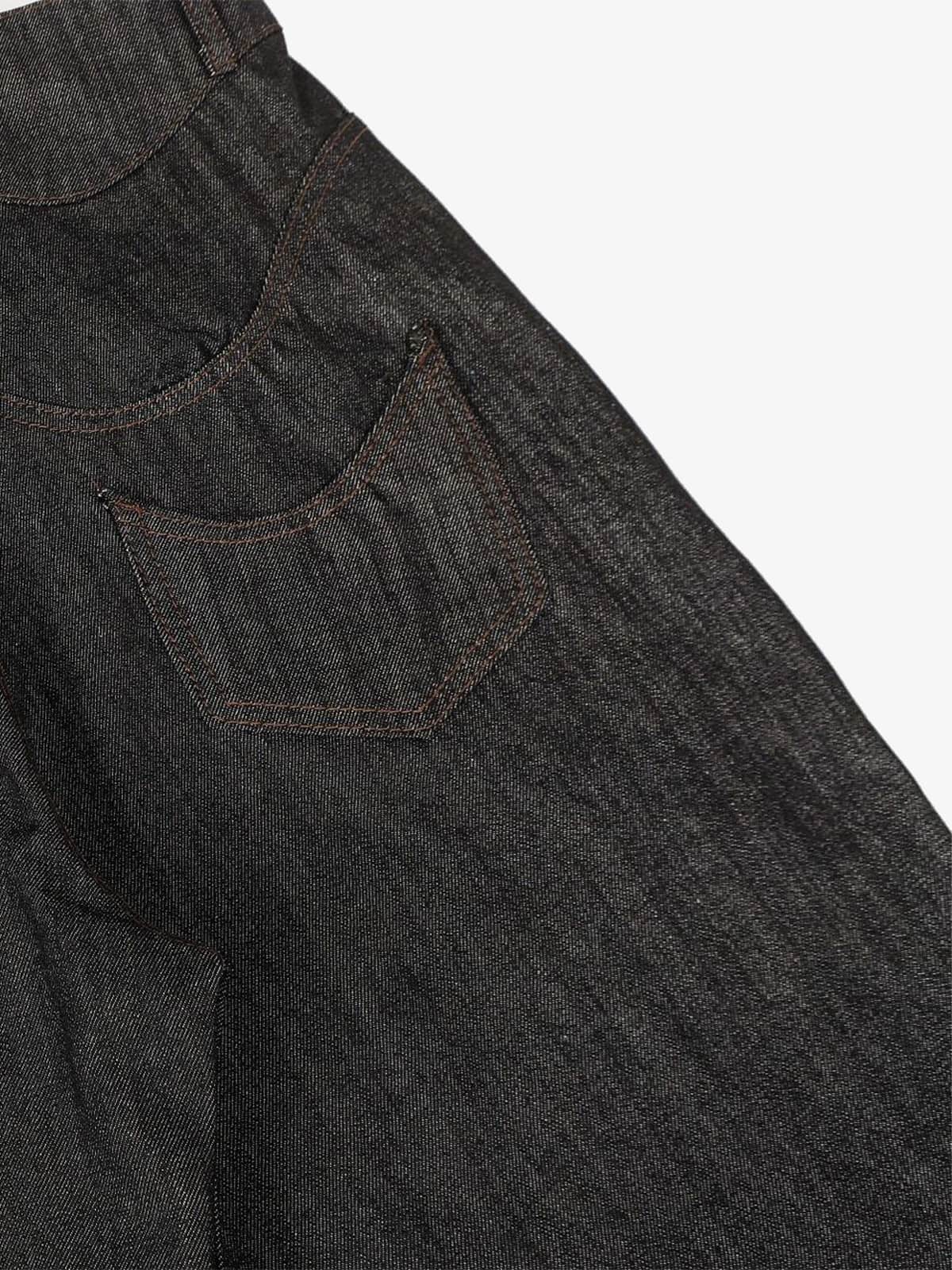 Wide-Leg Denim Trousers with Snake Embroidery - Stylish and Comfortable for All Seasons 