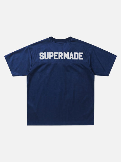 Supermade Classic Blue Embroidered Jersey Pattern Customization 