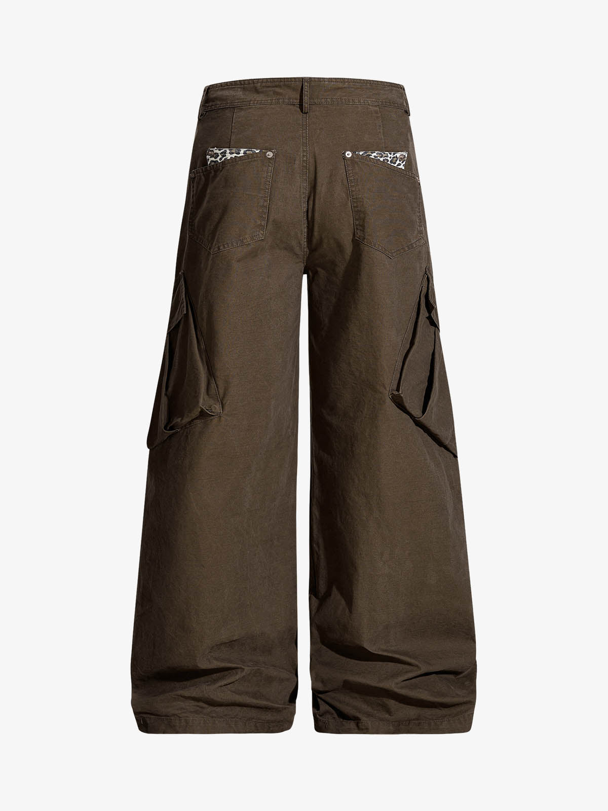 Vintage Patchwork Leopard Pocket Wide Leg Cargo Pants