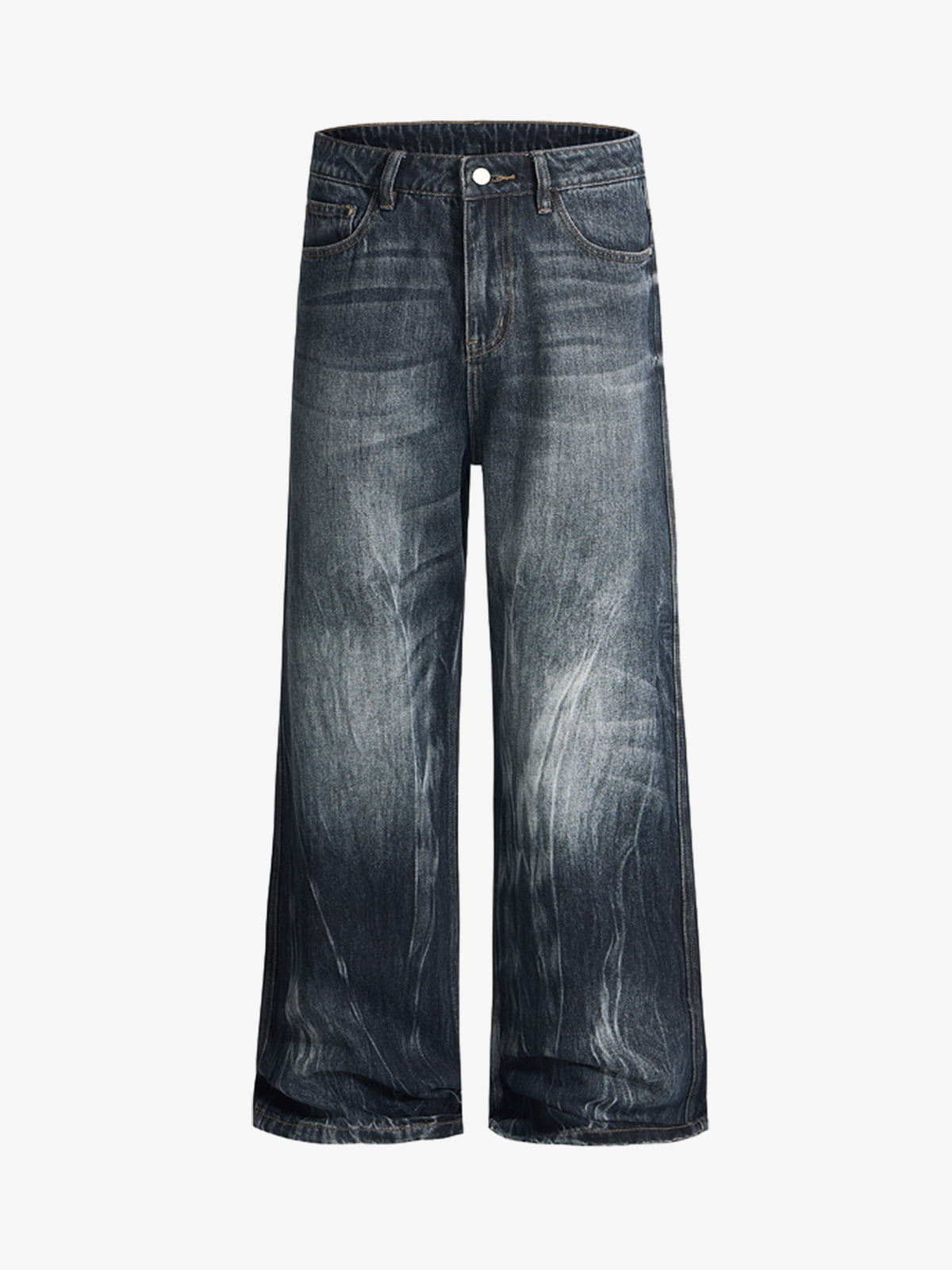 Wide-Leg Denim Jeans with Distressed Look for Women 
