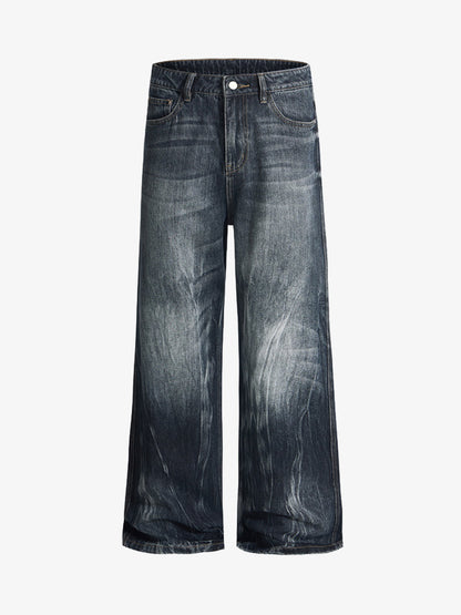 Wide-Leg Denim Jeans with Distressed Look for Women 