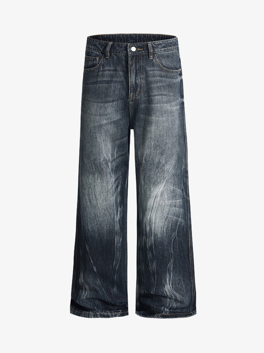 Wide-Leg Denim Jeans with Distressed Look for Women 