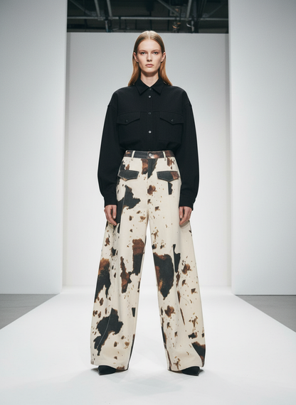 Vintage Dirty-Dyed Washed Wide-Leg Cargo Pants