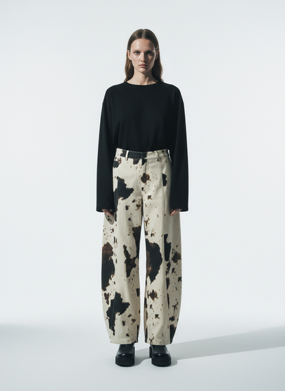 Retro Ink Splash Tie-Dye Barrel Jeans