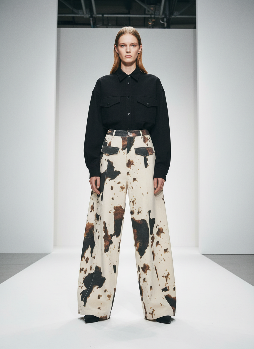 Retro Ink Splash Tie-Dye Barrel Jeans