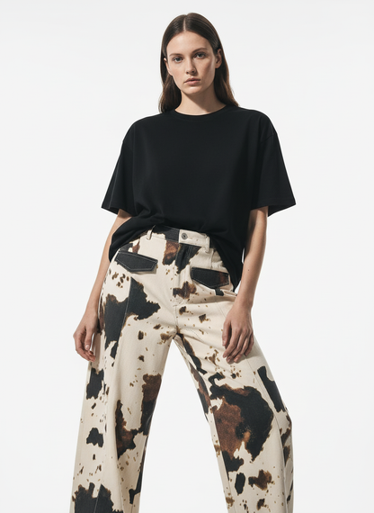 Retro Ink Splash Tie-Dye Barrel Jeans