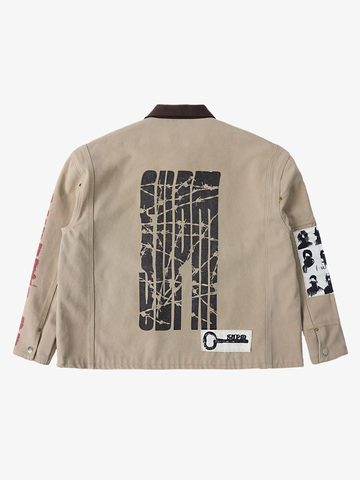 Supermade Multi-Element Appliqu¨¦ Patchwork Denim Suit?