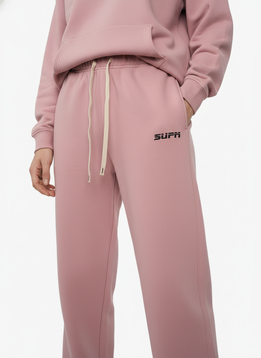SUPM Minimalist Logo Pink Hoodie and Sweatpant Set