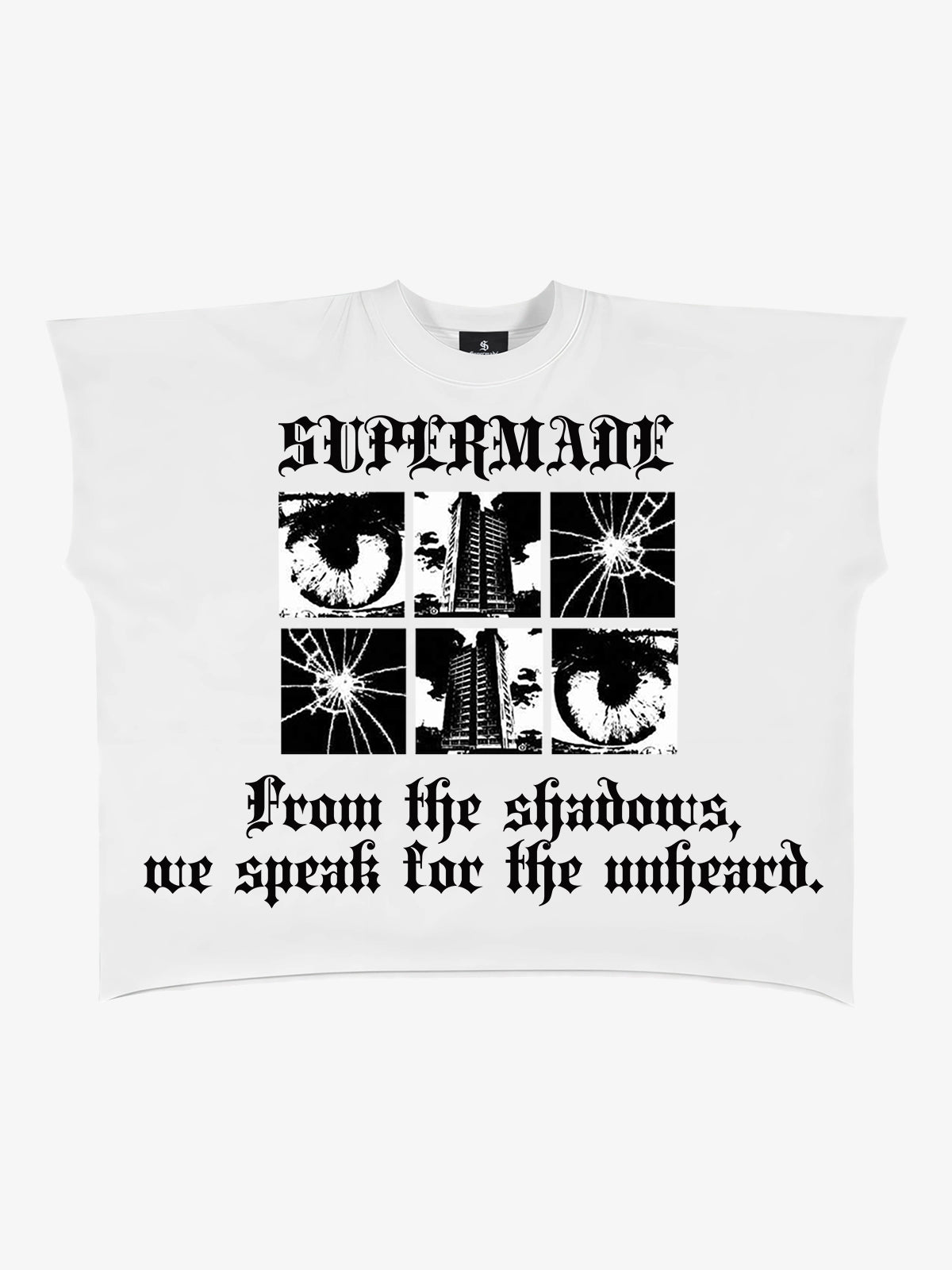 Gothic Text Graphic Cut-Off Sleeveless T-Shirt