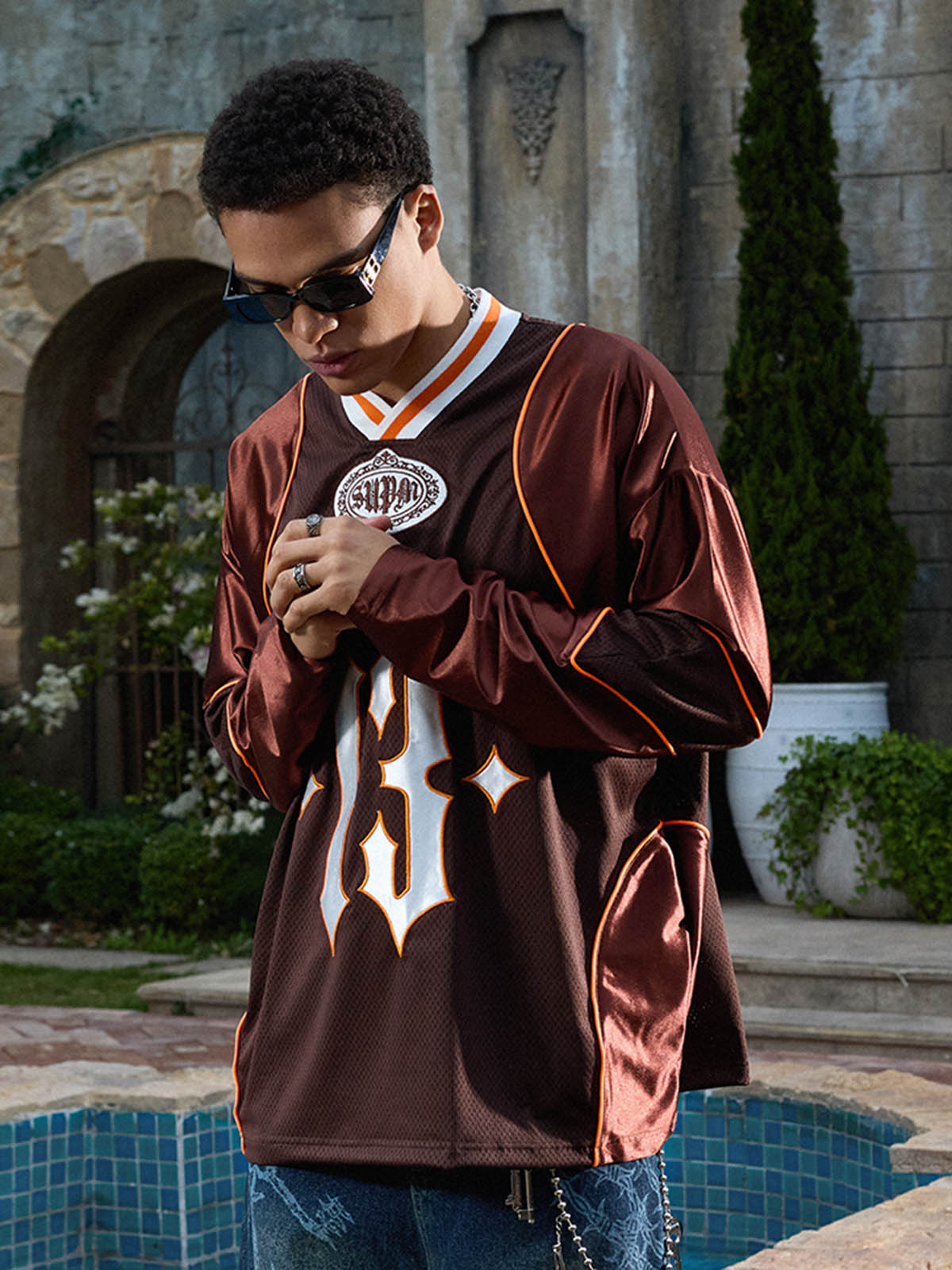 Supermade American Gothic Font Satin Mesh Jersey?