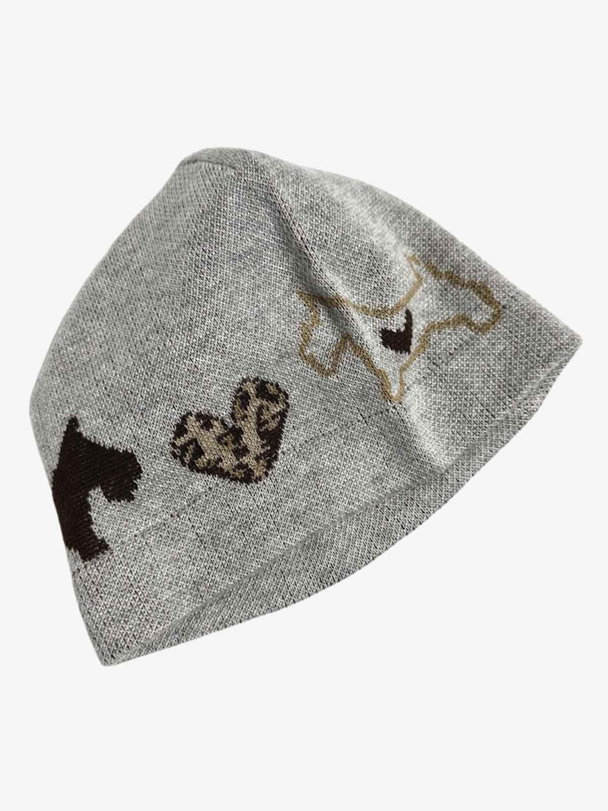 Cotton Blend Knit Beanie with Dog and Heart Design for Women and Men?