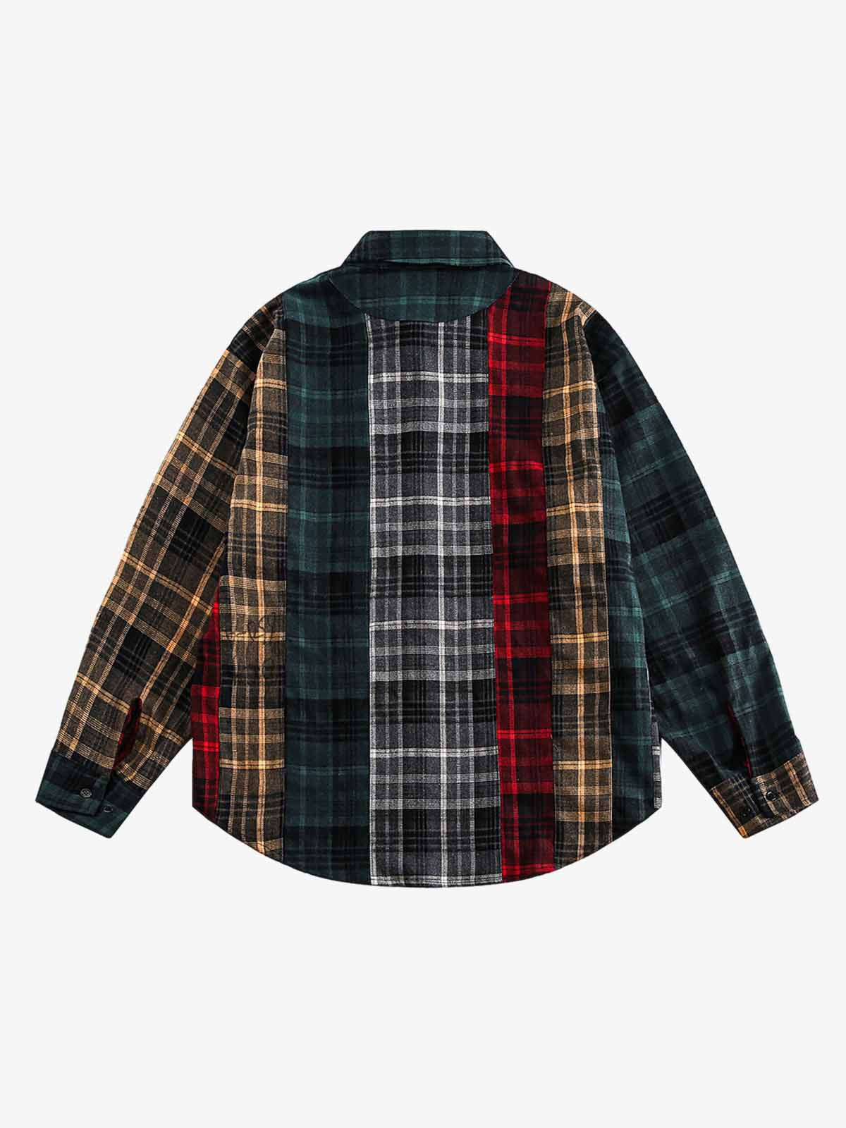 Stylish Patchwork Plaid Shirt for Men - Perfect for Casual and Trendy Looks 