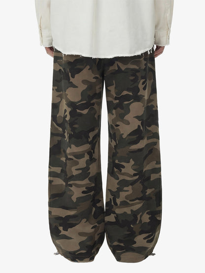 Retro Patchwork Embroidered Camouflage Barrel Pants