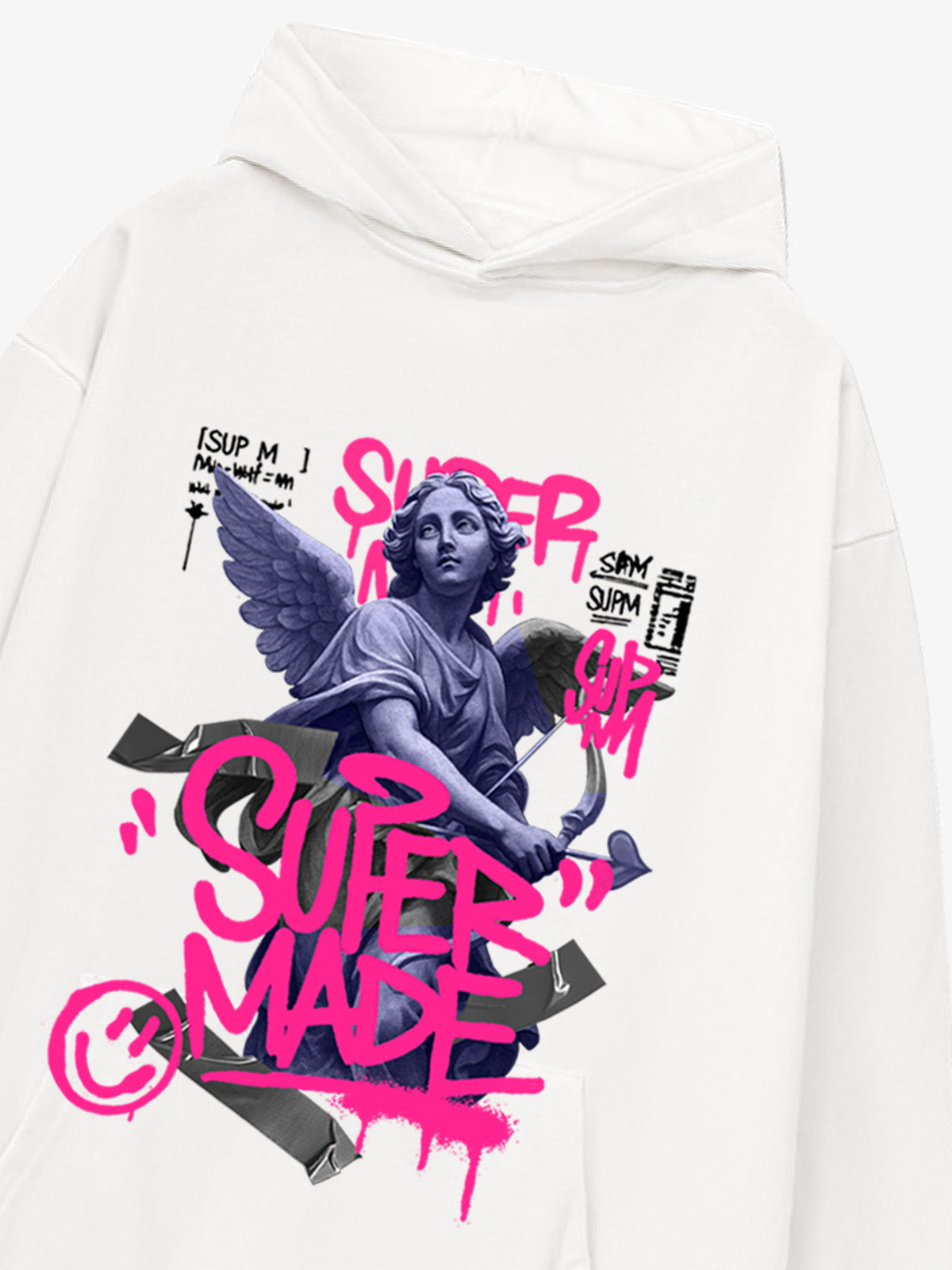 Graffiti Angel Print Hooded Sweatshirt 