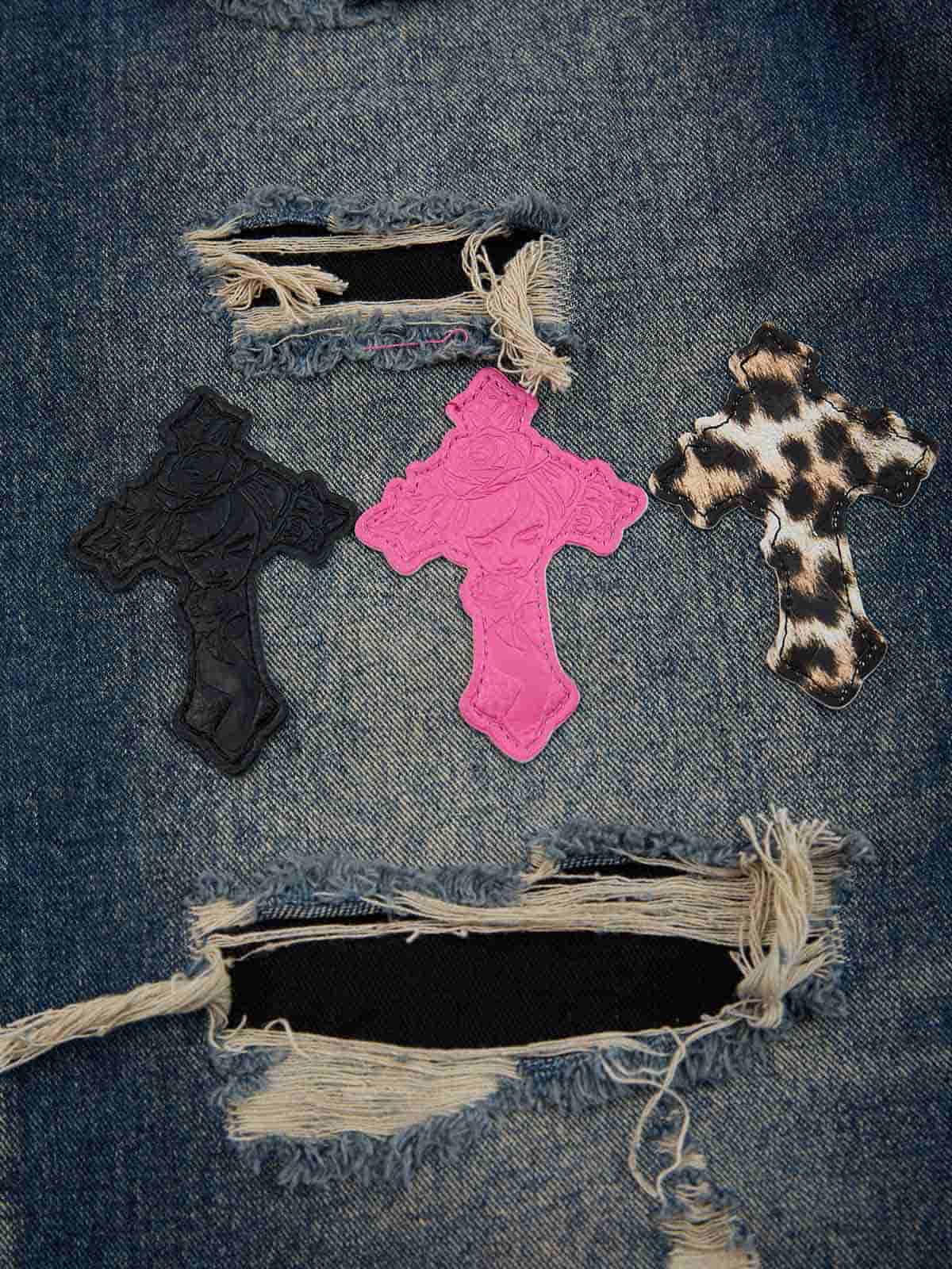 Supermade Retro Distressed Print Heavyweight Canvas Baggy Pants 