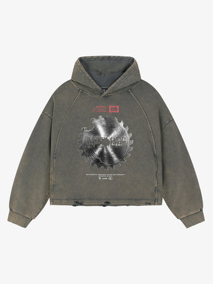 Oversized Snake Graphic Hoodie with Bold Print Design 