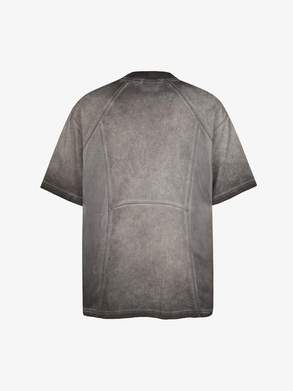 Cotton Blend Oversized Mesh Panel T-Shirt with Crew Neck?