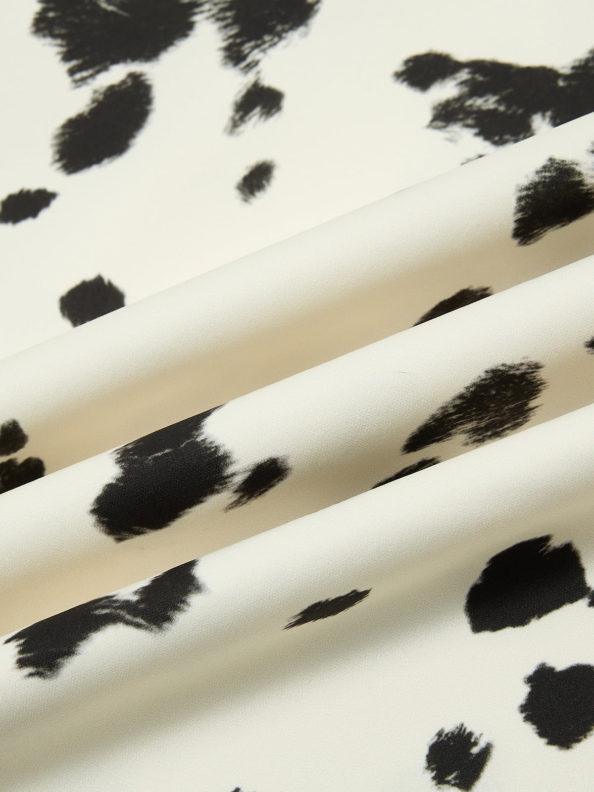 Cotton Blend Cow Print Wide Leg Trousers with Lace Trim?