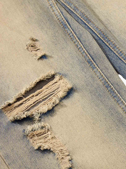 Vintage Distressed Ripped Wide Leg Jeans