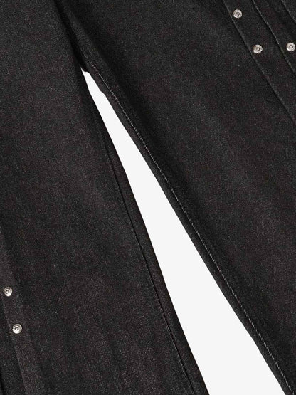 Studded Pleat Wide Leg Denim Jeans