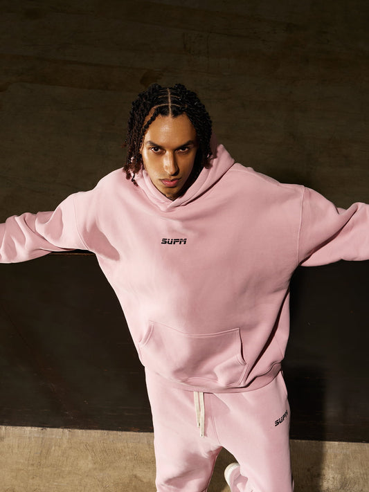 SUPM Minimalist Logo Pink Hoodie and Sweatpant Set 