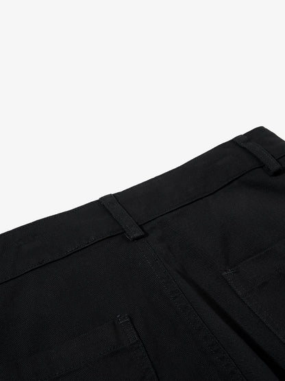 Cotton Blend Black Wide Leg Cargo Pants with Gothic Print and Metal Eyelets for Streetwear Fashion?