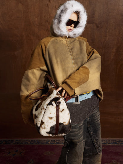 Winter-Ready Corduroy Jacket with Faux Fur Trim for Men 