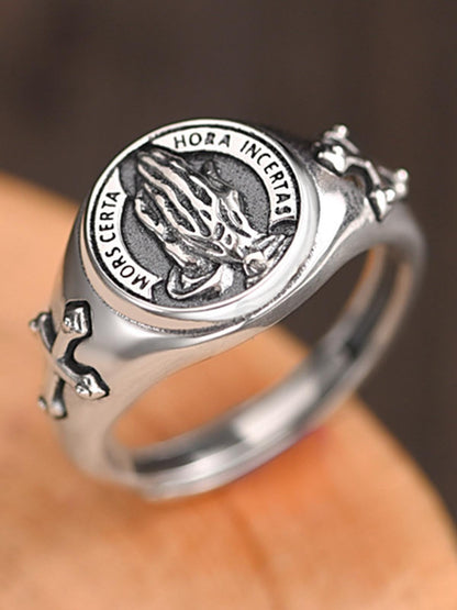 Antique Bronze Prayer Hands Cross Ring for Men Religious Symbol Statement Jewelry Fashion Accessory 