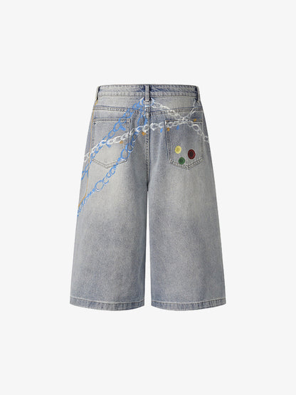 Street Painting Graffiti Denim Jorts 