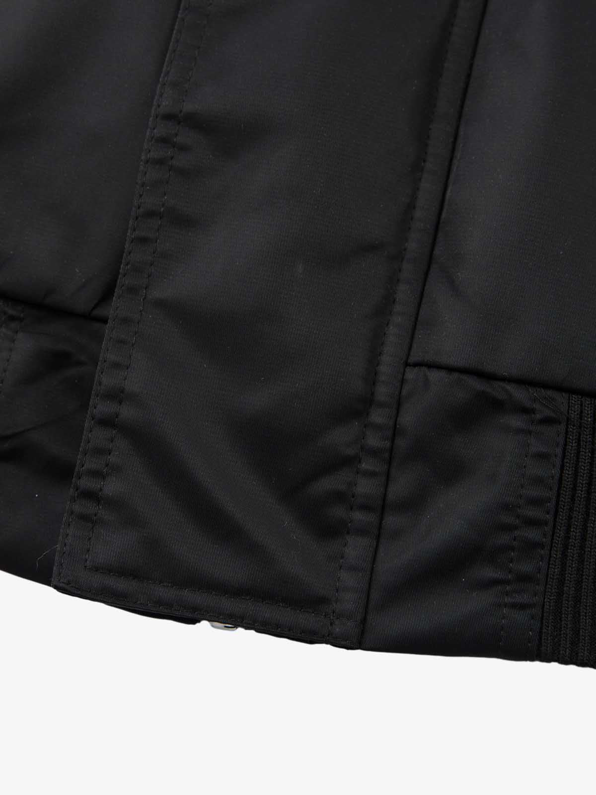 Detachable Faux Fur Collar Ruched Sleeve Bomber Jacket 