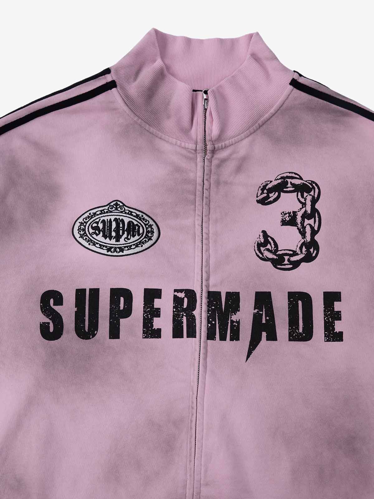 Supermade Vintage Distressed NO.3 Stand Collar Tracksuit 