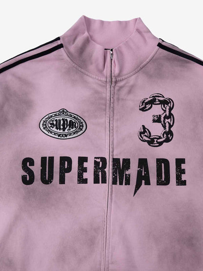 Supermade Vintage Distressed NO.3 Stand Collar Tracksuit 