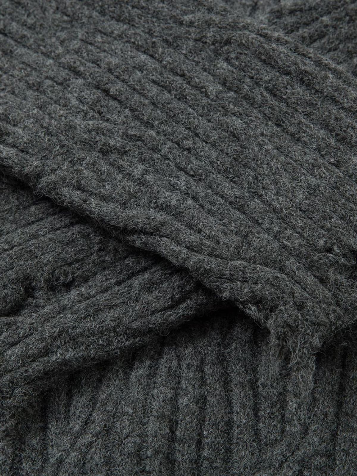 Distressed Ribbed Henley Sweater for Casual Elegance 