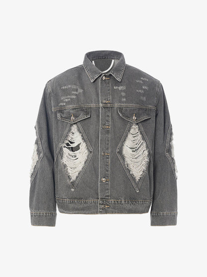 Retro Washed Distressed Denim Jacket 