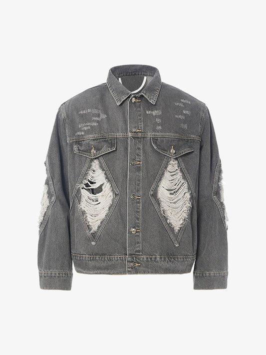 Retro Washed Distressed Denim Jacket 