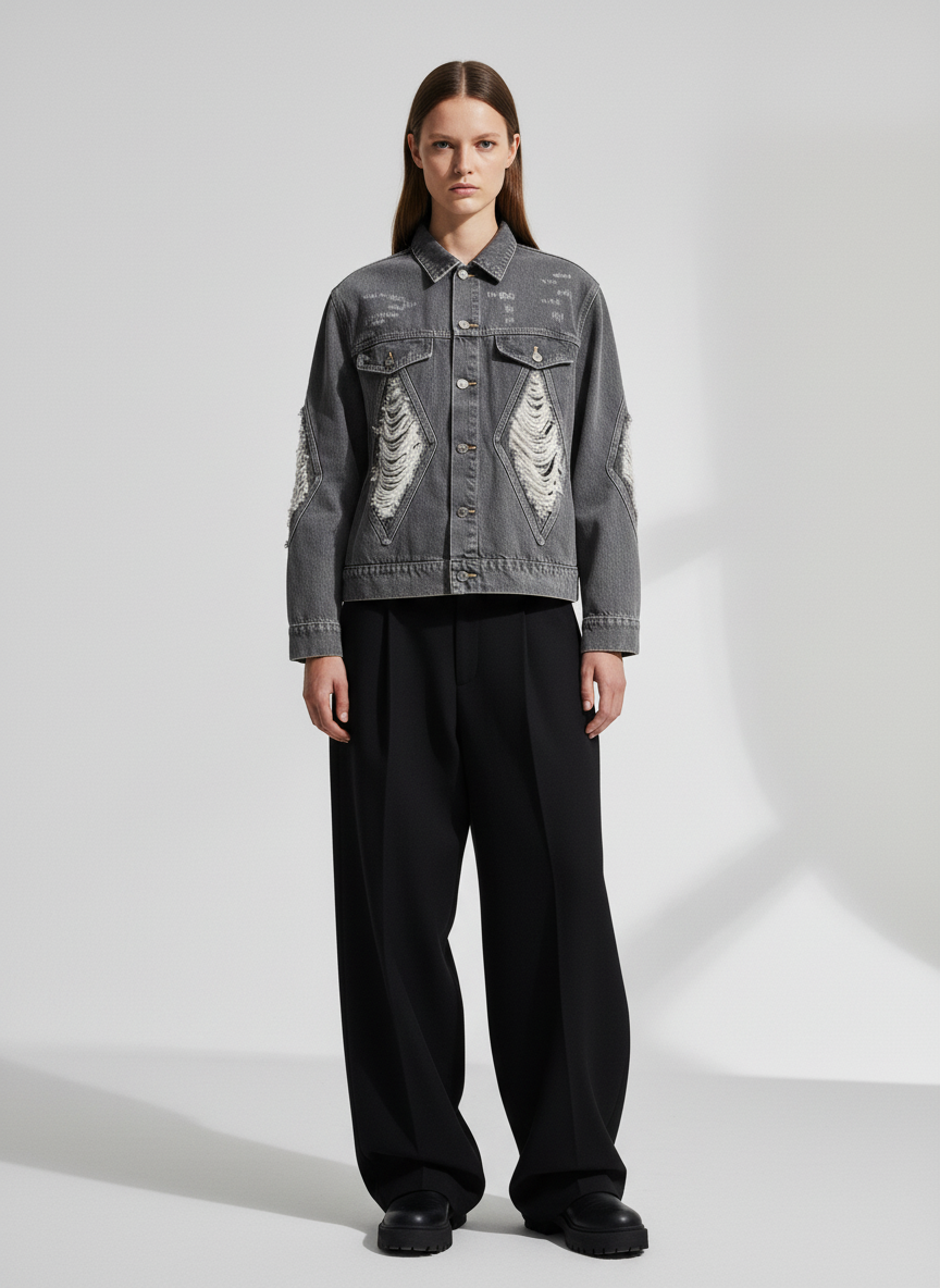 Retro Washed Distressed Denim Jacket