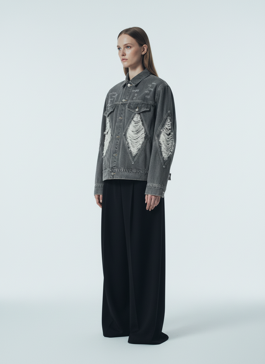 Retro Washed Distressed Denim Jacket