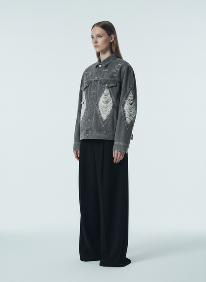 Retro Washed Distressed Denim Jacket