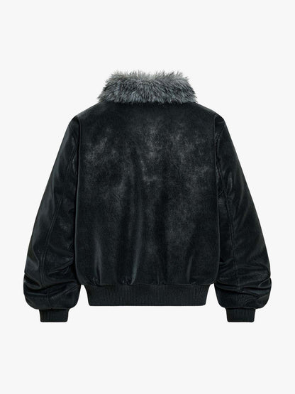 Stylish Faux Fur Trimmed Bomber Jacket for Winter Wear 