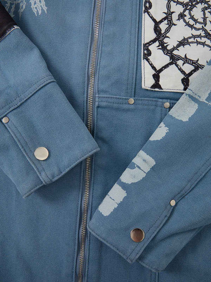 Supermade Multi-Element Appliqu¨¦ Patchwork Denim Suit?