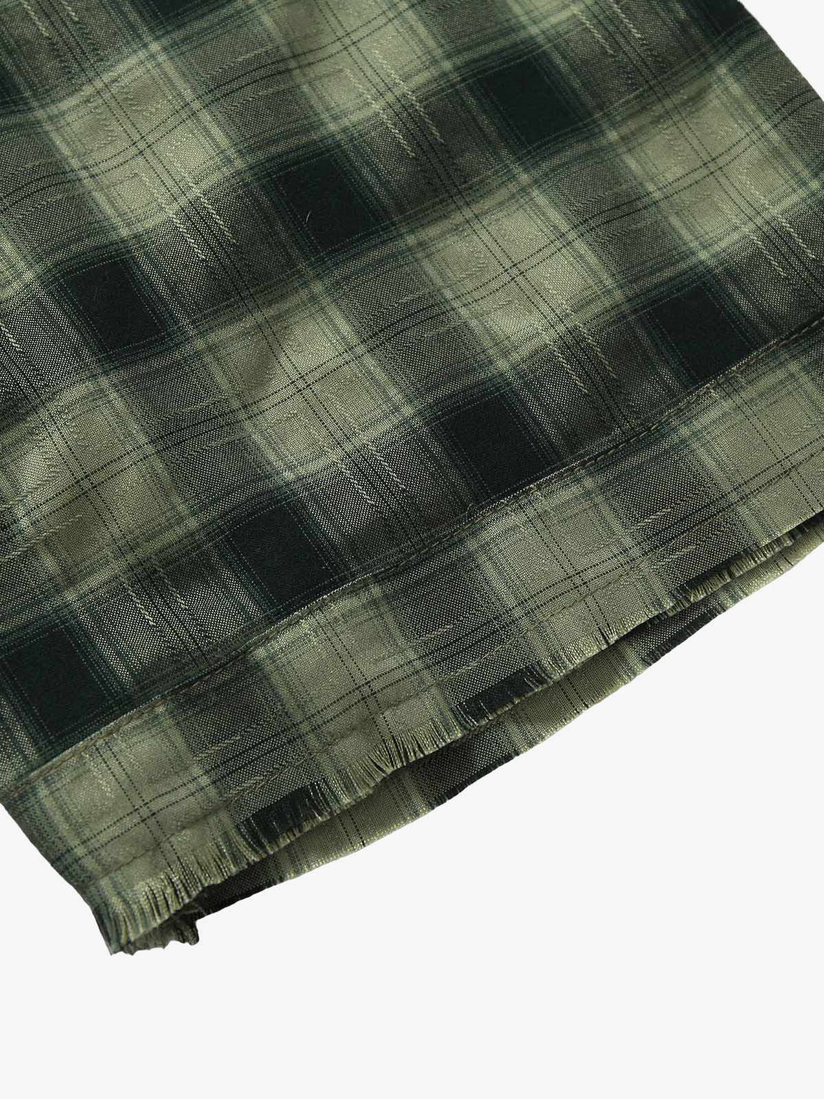 Plaid Applique Printed Short Sleeve Shirt - 2463 