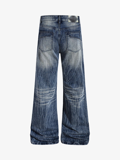 Denim Wide Leg Jeans with Faded Wash and Relaxed Fit?