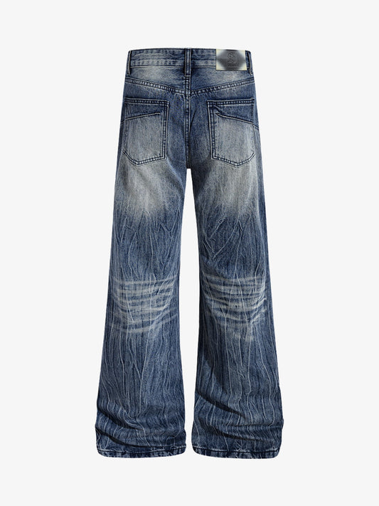 Denim Wide Leg Jeans with Faded Wash and Relaxed Fit?