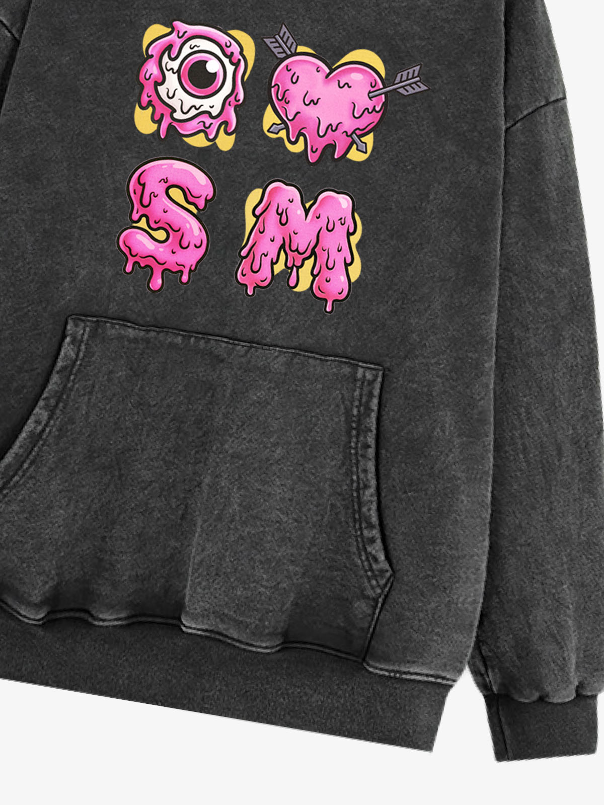 Dripping Heart & Eye Graphic Hoodie for Trendy Looks 